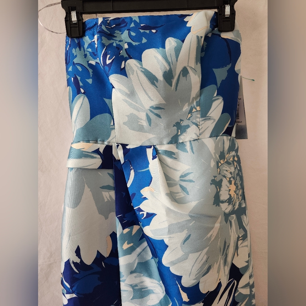 Kay Unger Lucienne Strapless Column Gown In Nile Blue Midnight Sz 6 - Picture 5 of 11